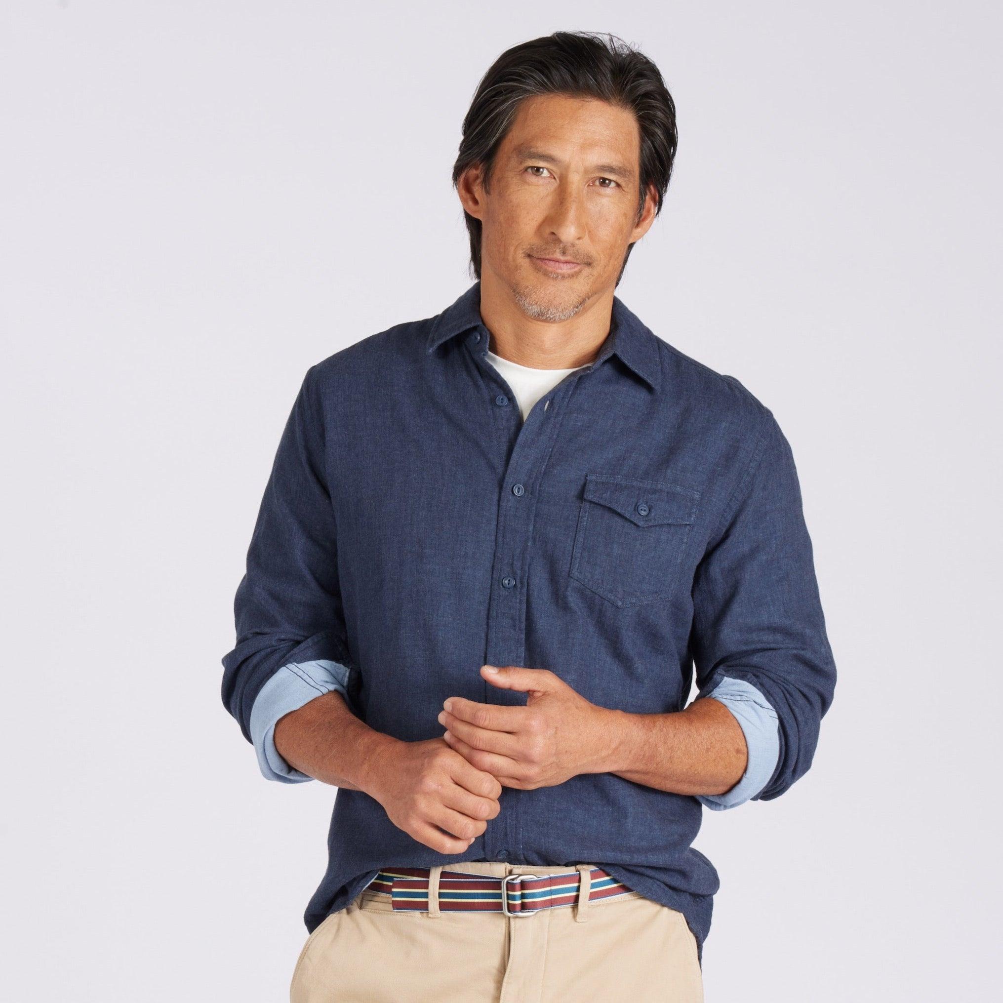 Hattox Double Cloth Shirt - Navy Heather Product Image