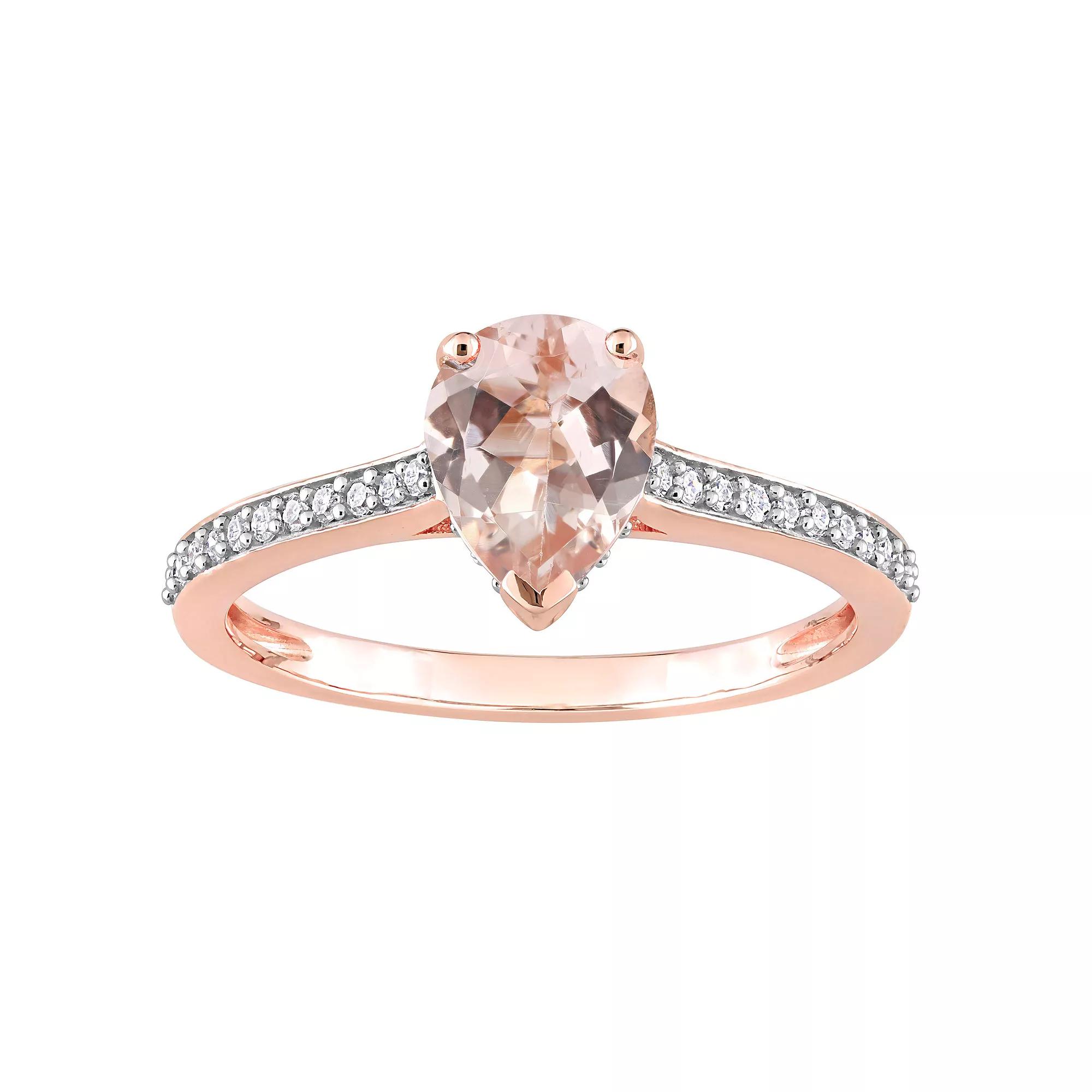 Stella Grace 10k Rose Gold Morganite & 1/8 Carat T.W. Diamond Engagement Ring, Women's,  Product Image