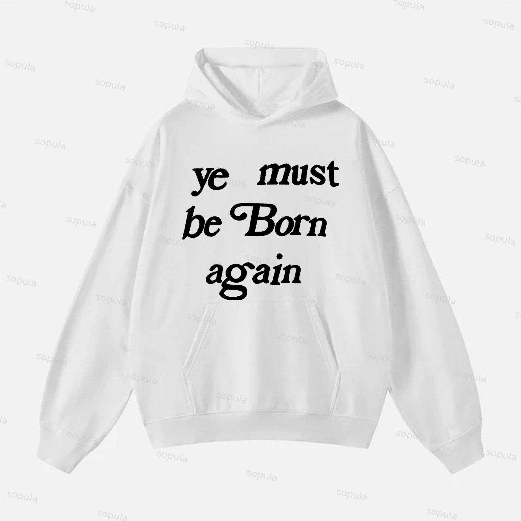 Men's Ye Must Be Born Again Graphic Printed Pocket Hoodie Product Image