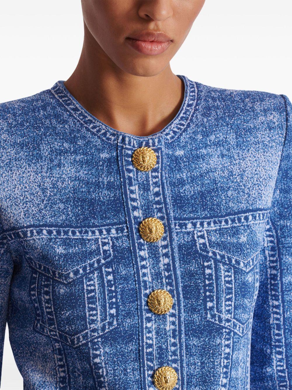 denim-effect cardigan Product Image