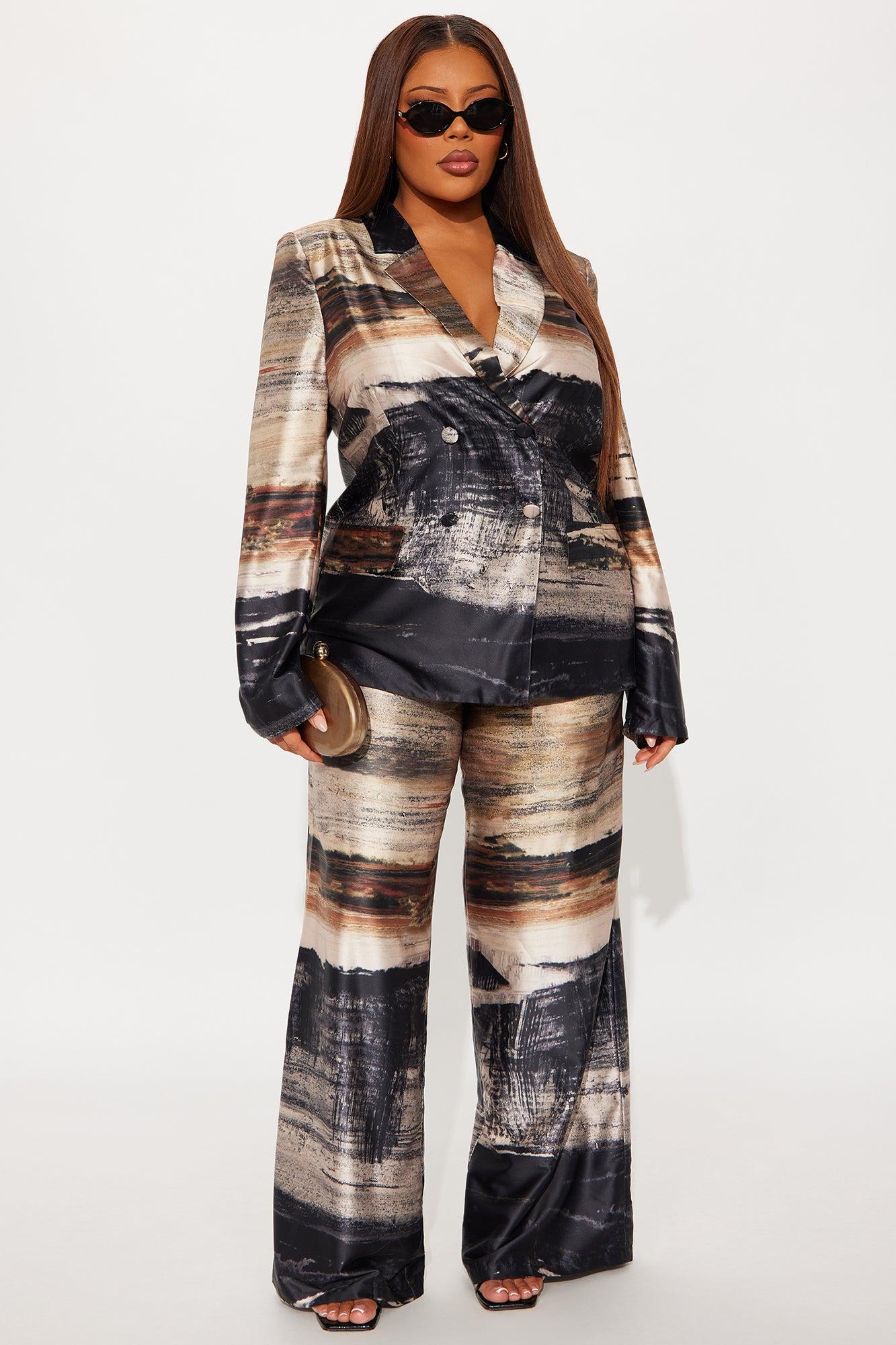 Power Strokes Blazer Pant Set - Black/combo Female Product Image