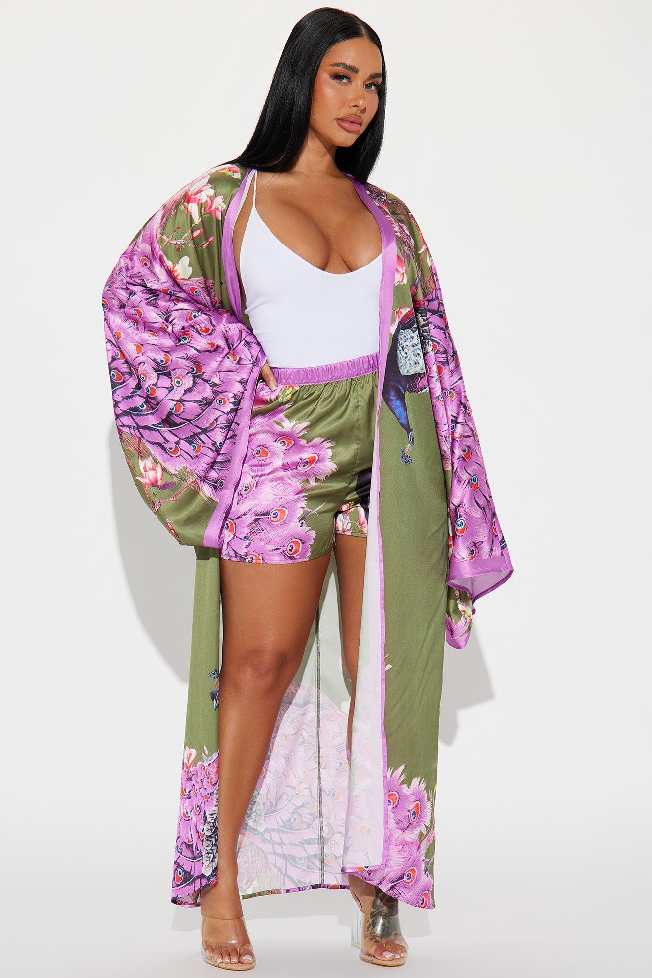 Above Status Satin Short Set - Green/combo Product Image