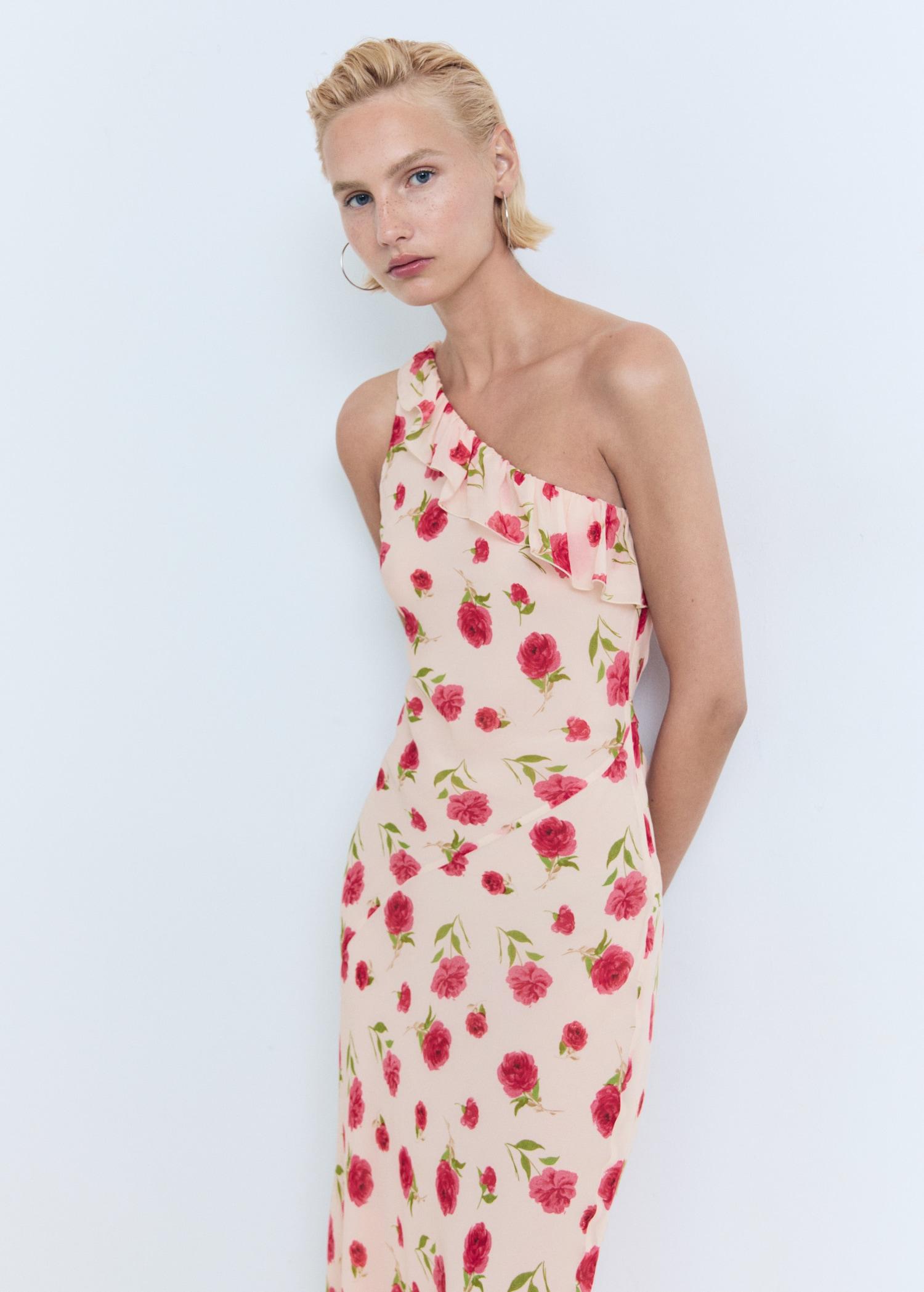 Floral ruffled dress - Women | MANGO USA Product Image