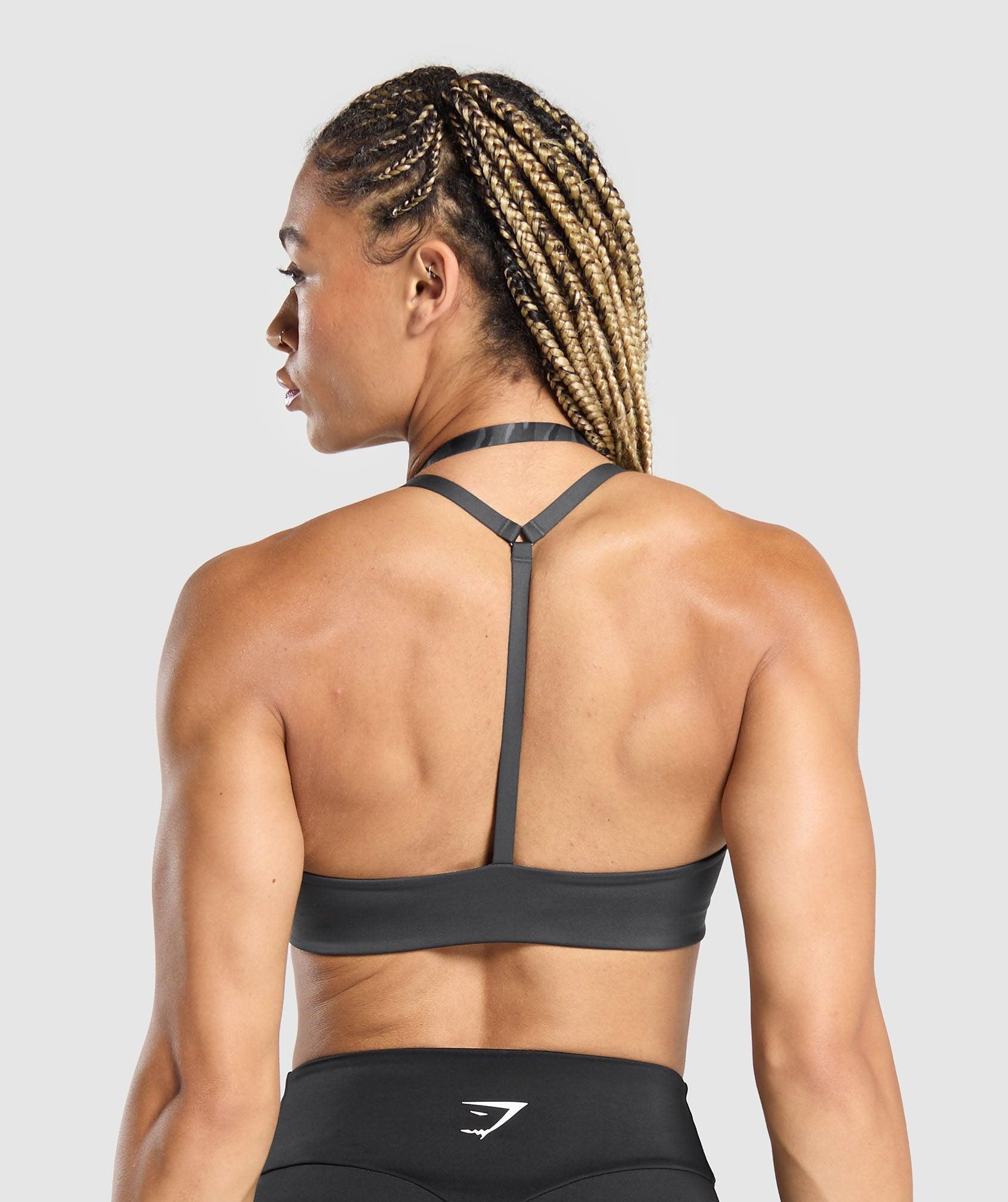 Gymshark Power x T Back Sports Bra - Asphalt Grey/Onyx Grey Female Product Image