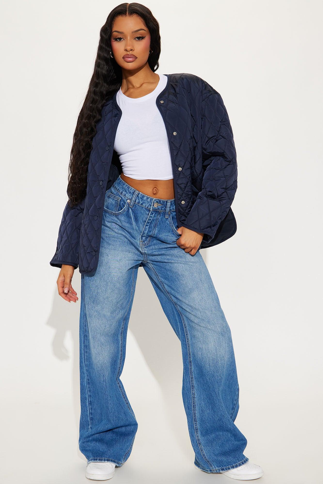 Mountain Highs Quilted Lightweight Jacket - Navy Female Product Image