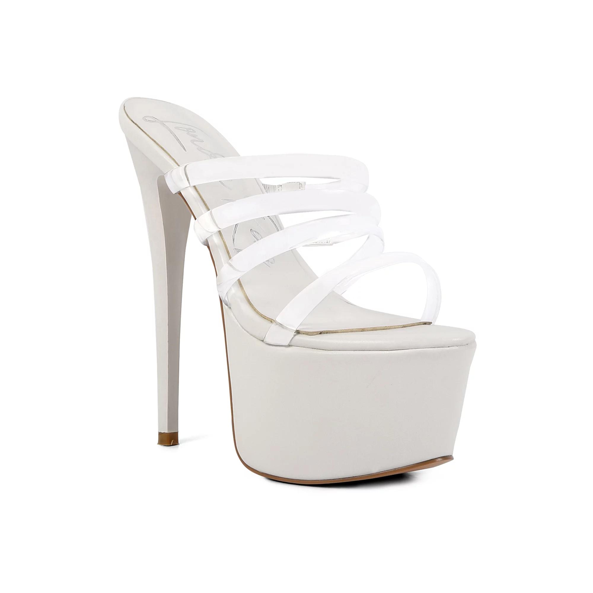 London Rag Shots Up Women's Ultra High Heel Sandals, Size: 9.5, White Product Image