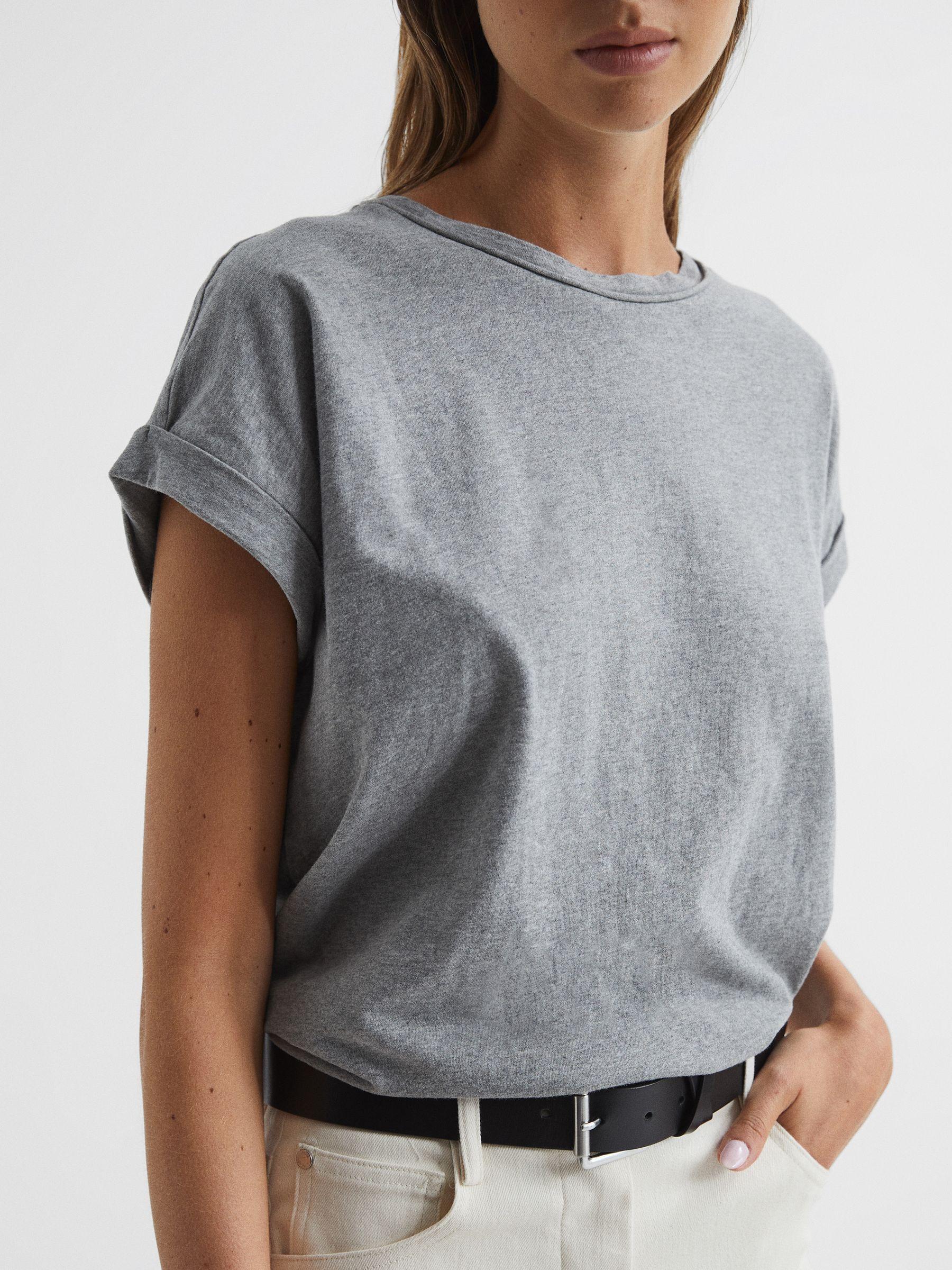 Cotton-Jersey Crew Neck T-Shirt in Grey Product Image
