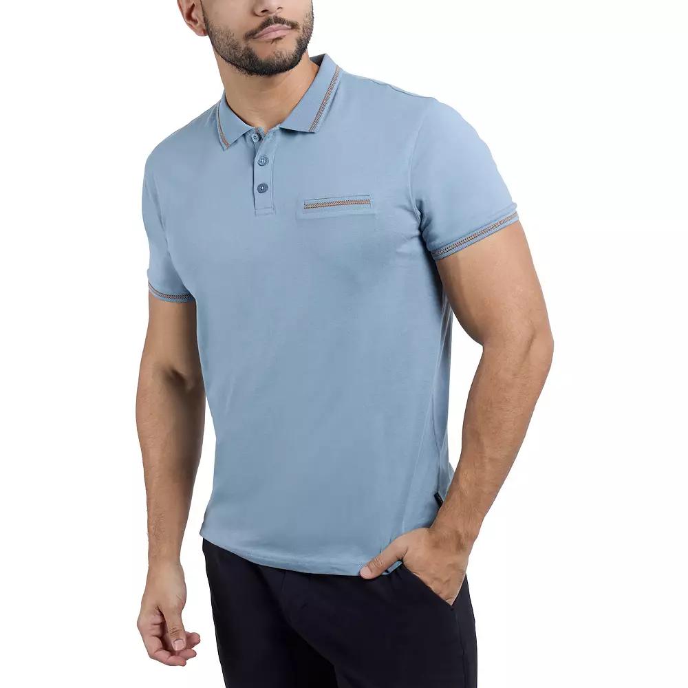 Mens Cultura Short Sleeve Polo With Chest Rib Pocket Grey Blue Product Image