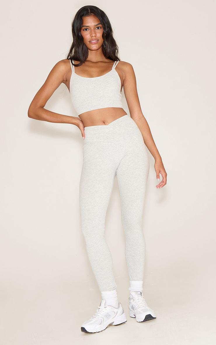 Ash Grey Sculpt Wrap Waist Gym Leggings Product Image