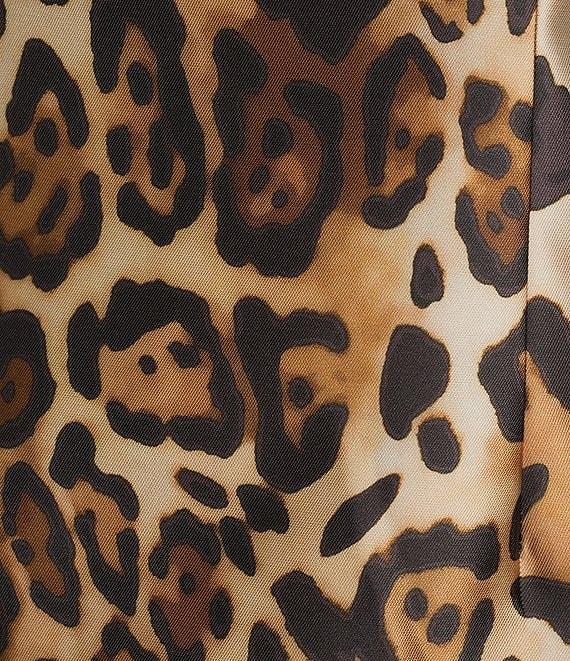 Caroline Rose Leopard Print Mikado Round Neck Sleeveless Sheath Dress Product Image