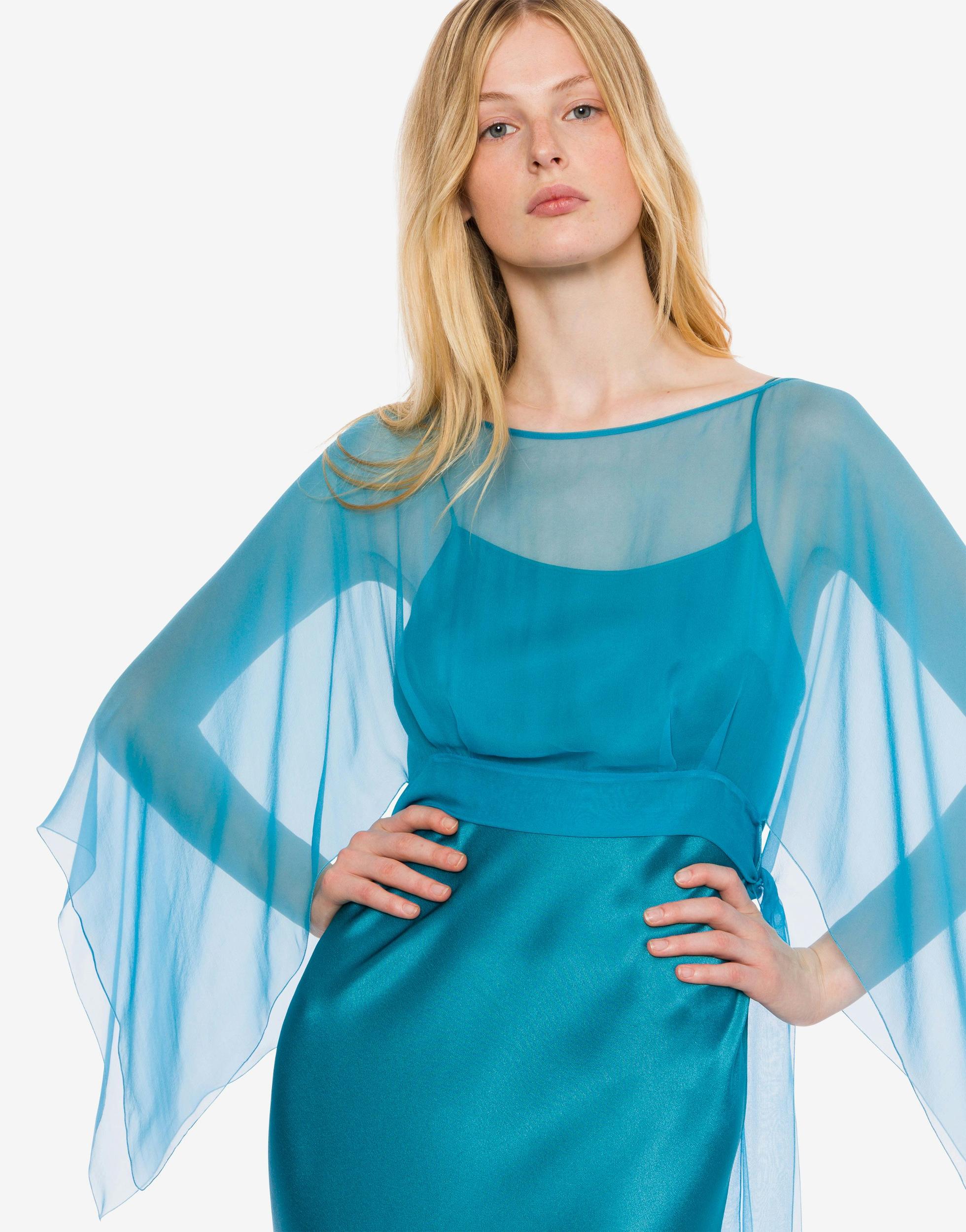 Satin and chiffon long dress Product Image