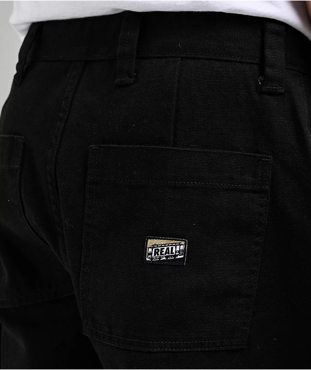 Real Tough Threads Double Knee Black Loose Fit Pants Product Image