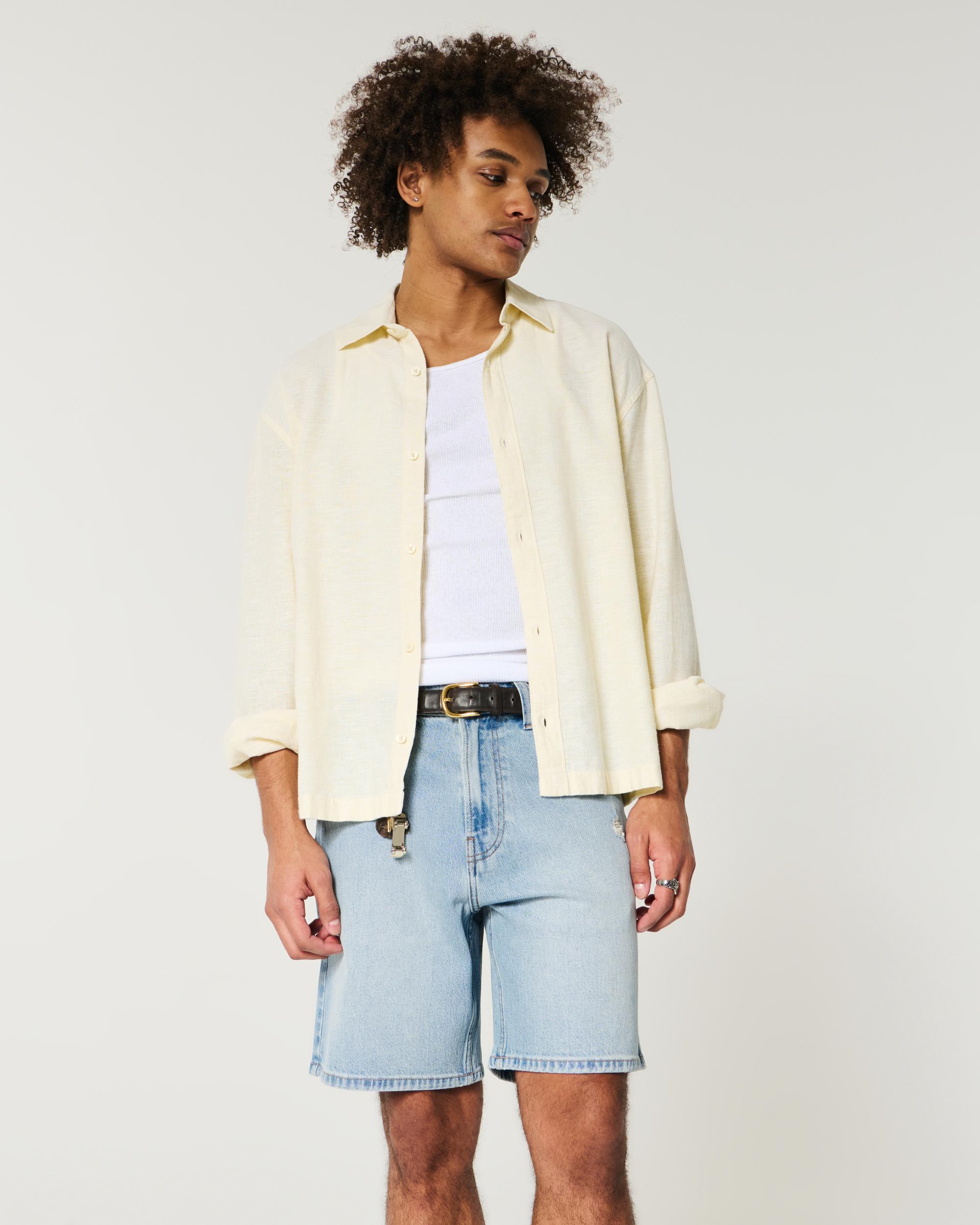 Above-the-Knee Loose Denim Shorts Product Image