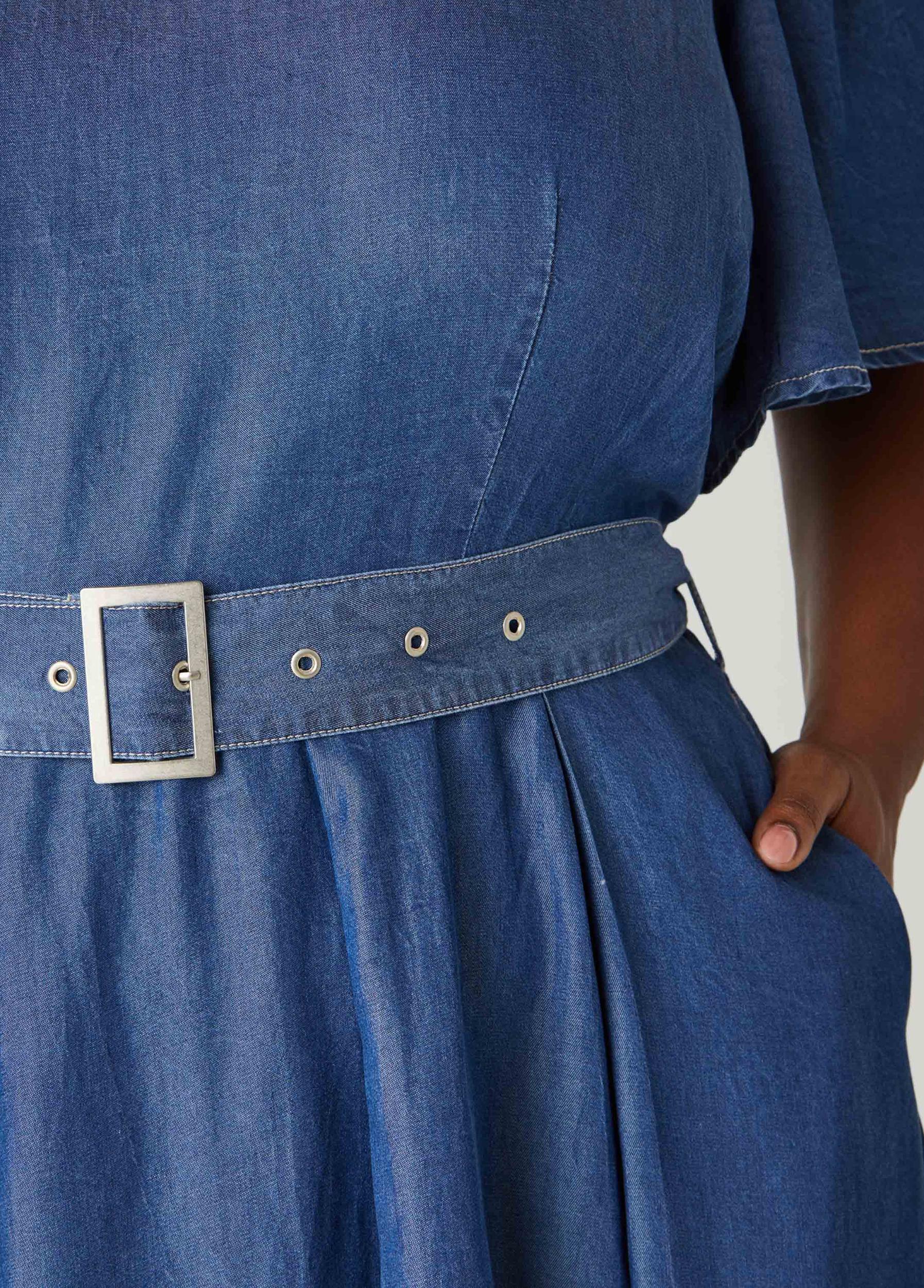 Belted A Line Chambray Dress Product Image