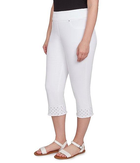 Ruby Rd. Petite Size Eyelet Fringe Hem Pull-On Capri Pants Product Image