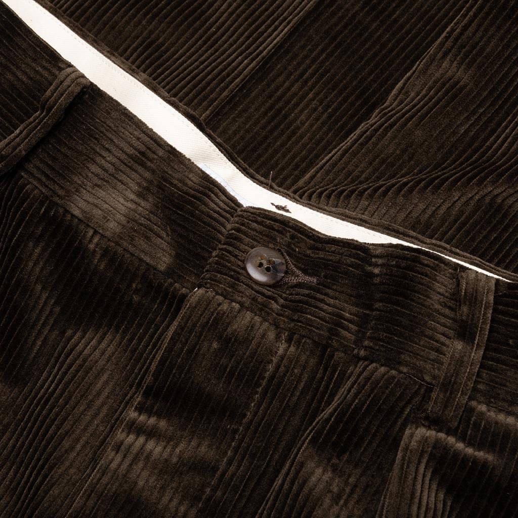 Double Pleated Corduroy Trousers - Brown Male Product Image