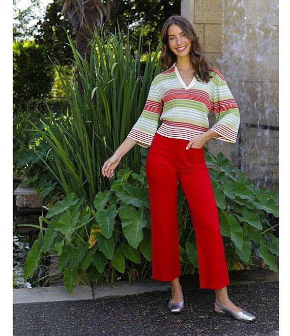 APNY Ponte High Rise Wide Leg Cropped Pants Product Image