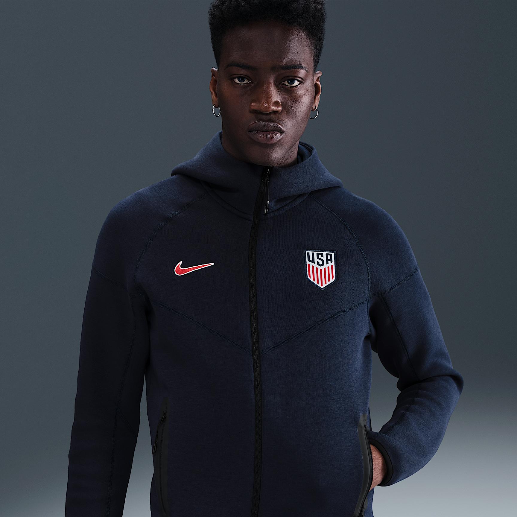 USMNT Tech Windrunner Nike Mens Soccer Fleece Full-Zip Hoodie | HF5098-451 Product Image