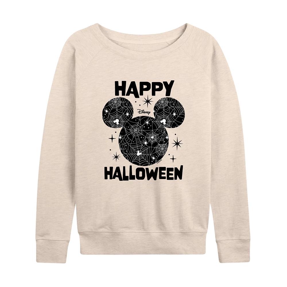 Disney's Mickey Mouse Women's Happy Halloween Spider Web French Terry Long Sleeve Tee,  Product Image