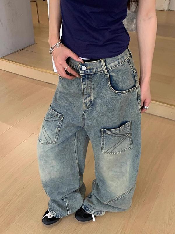 American Retro Silhouette Boyfriend Jeans Product Image