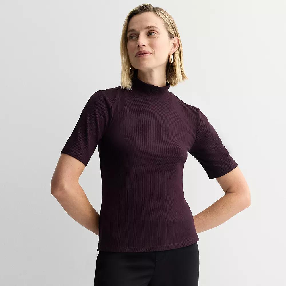 Women's Nine West Fitted Elbow Sleeve Mockneck T-Shirt,  Product Image