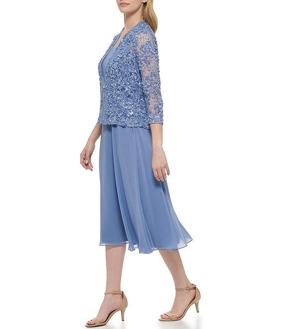 Jessica Howard 3/4 Sleeve Scoop Neck Soutache Mesh 2-Piece Jacket Dress Product Image