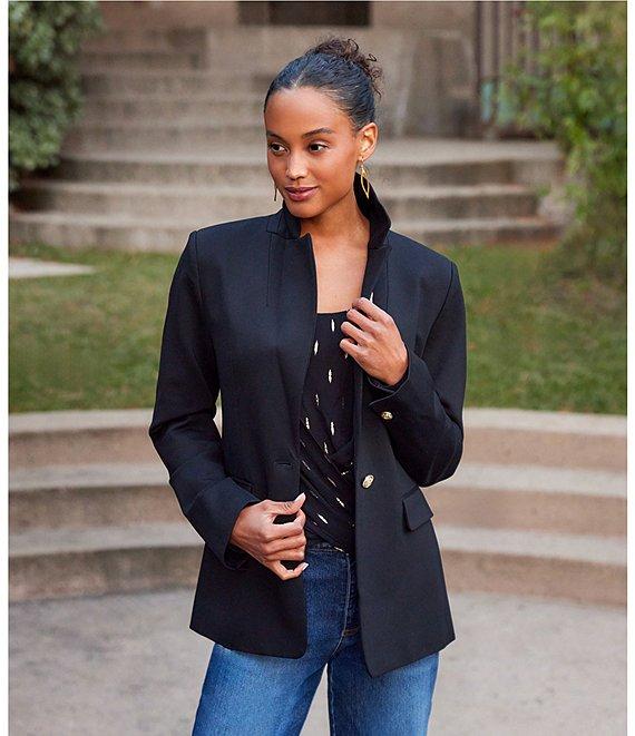 Karen Kane Stretch Ponte Knit Notch Collar Long Sleeve Blazer Product Image