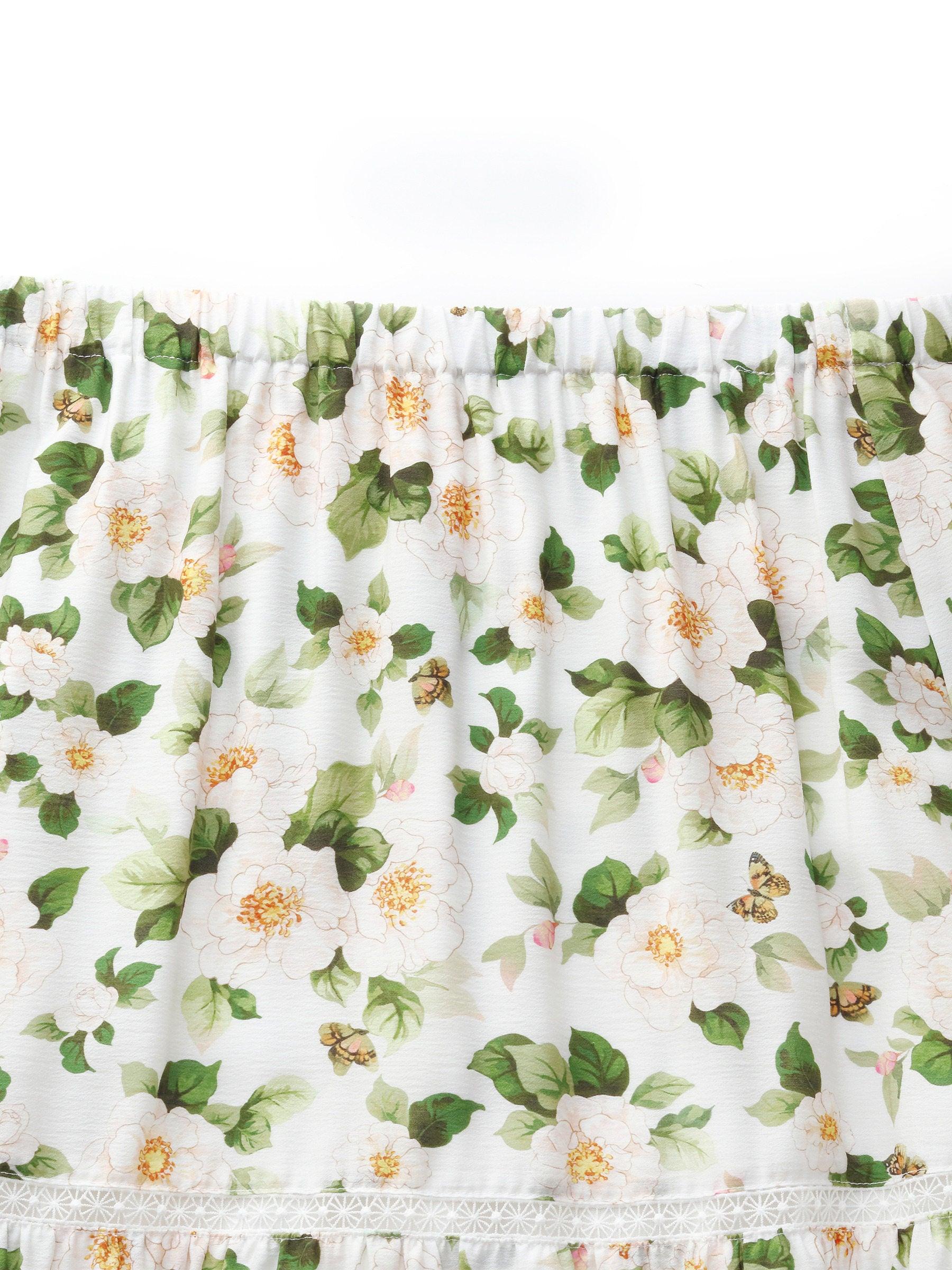 Acetate Blend Floral Print Women Tiered Skirt Product Image