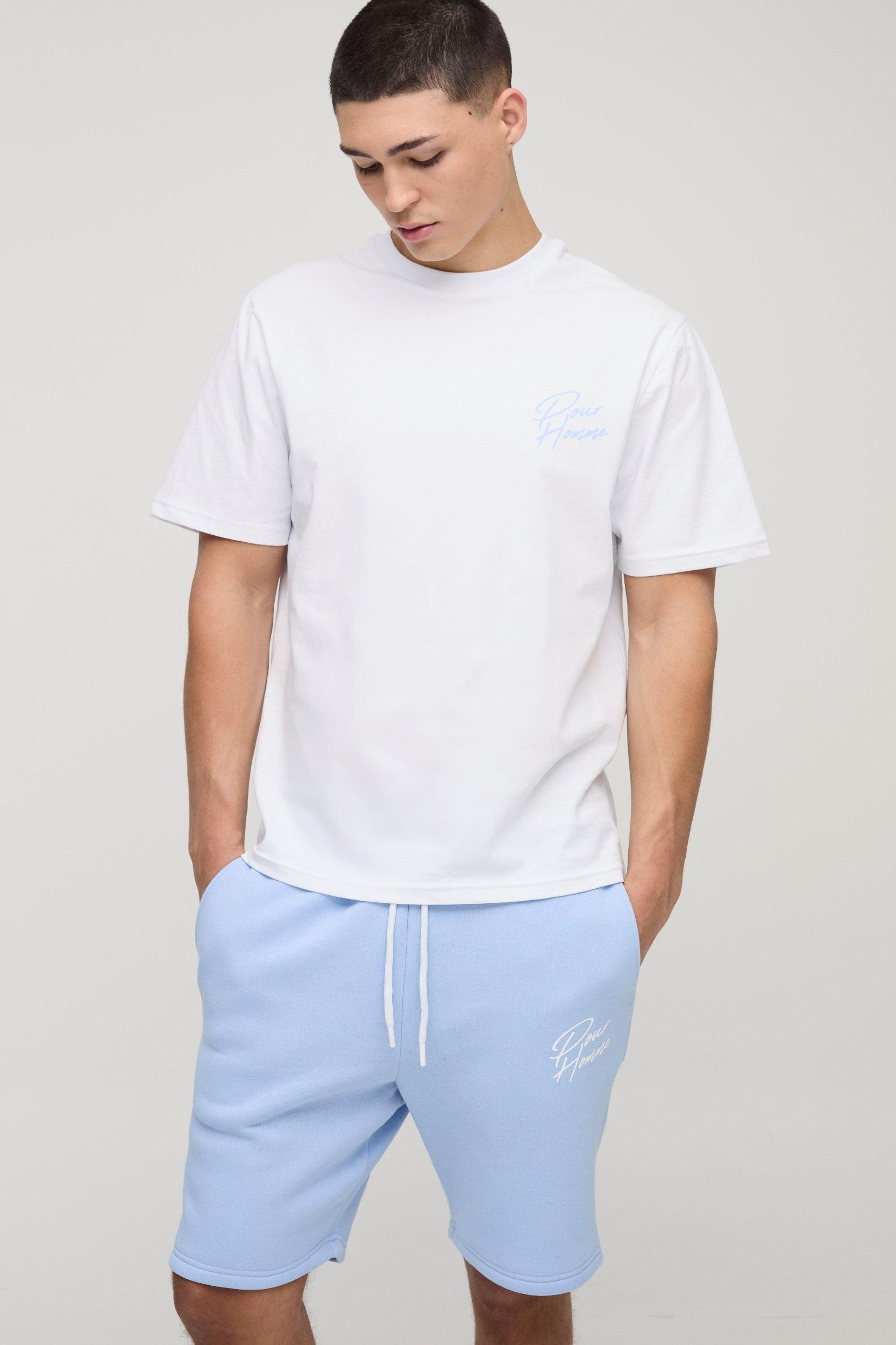 Regular Fit Palm Print T-Shirt & Short Set | boohooMAN USA Product Image