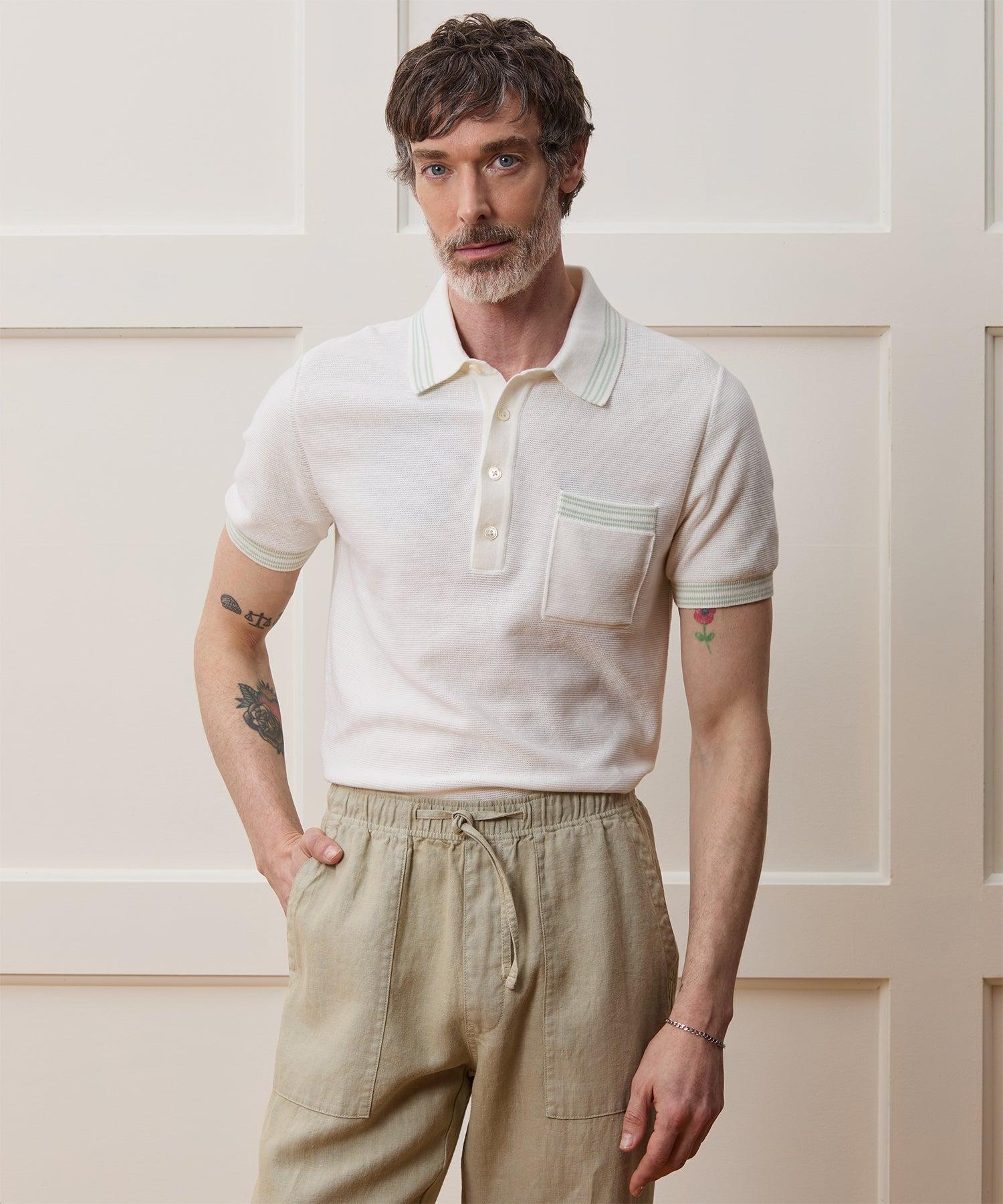 Tipped Waffle Sweater Polo Product Image