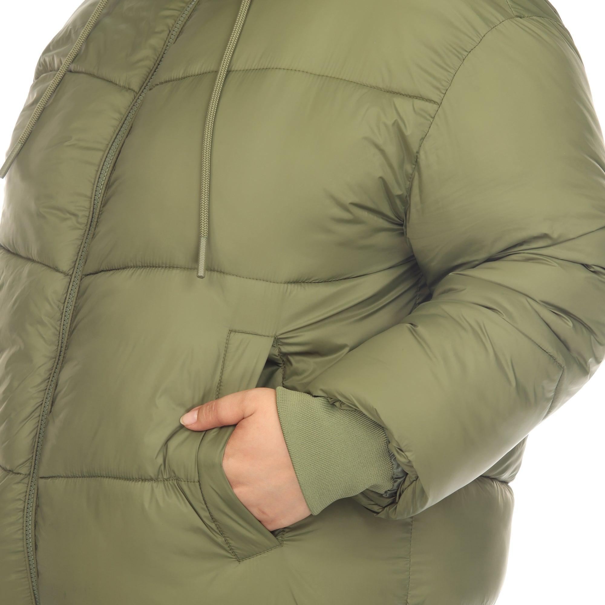 Full Front Zip Hooded Bomber Puffer Coat - Plus Product Image