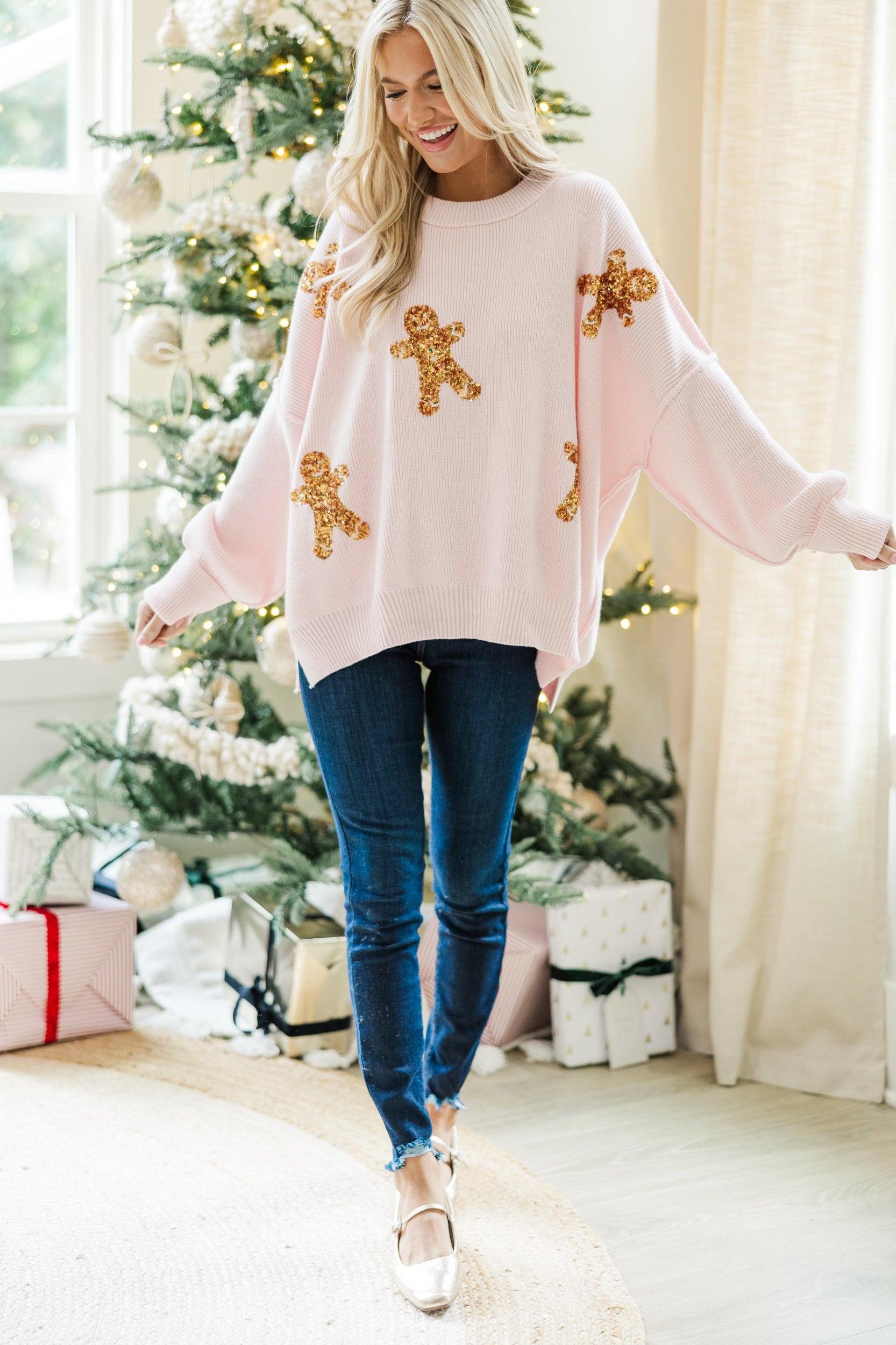 Sweet Tooth Light Pink Gingerbread Sweater Female Product Image
