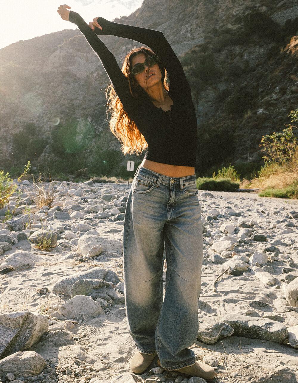 BDG Urban Outfitters Knockout Womens Lace Up Top - BURGUNDY Product Image