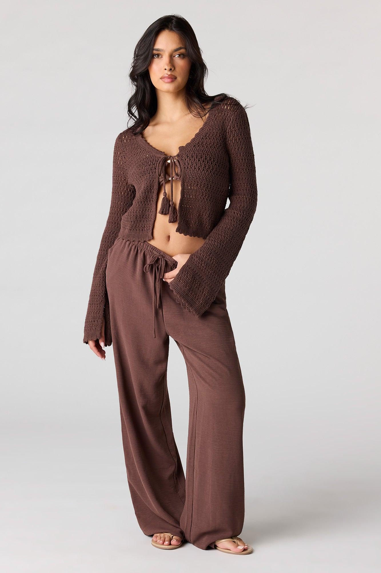 Crochet Tie-Front Swim Cover Up Top Female Product Image