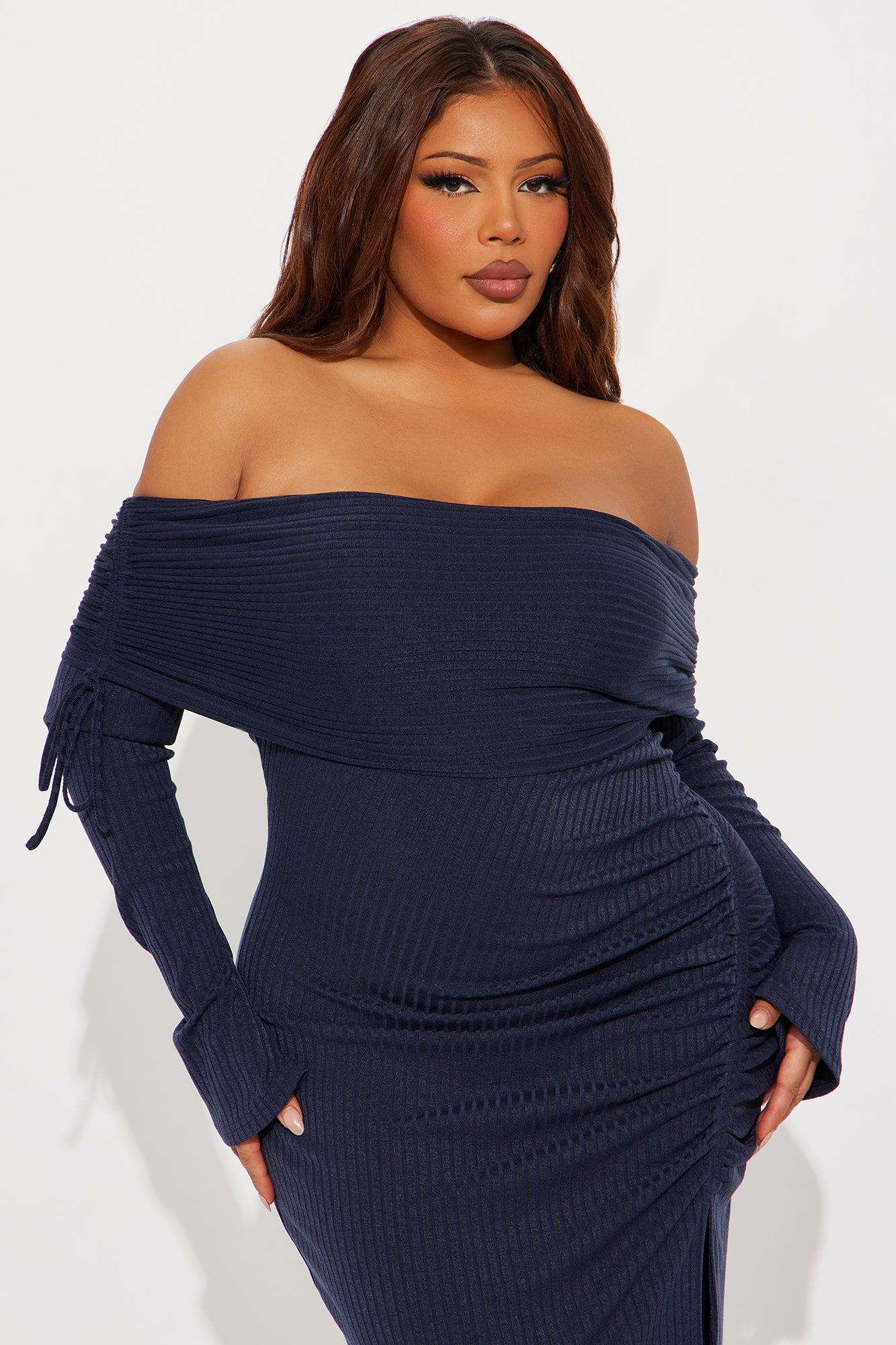 Nora Off Shoulder Maxi Dress - Navy Female Product Image