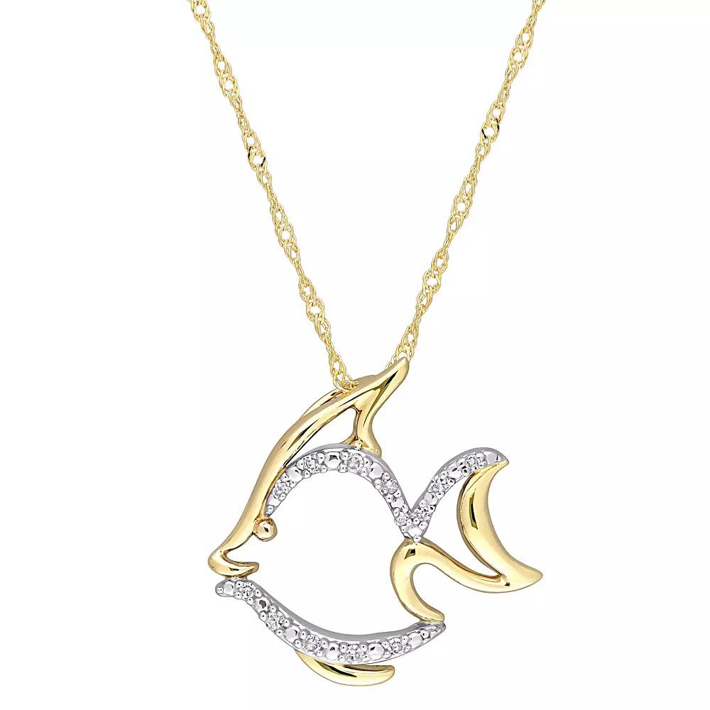 Stella Grace 10k Gold Diamond Accent Fish Pendant, Women's, Size: 17", 10k Two Tone Product Image