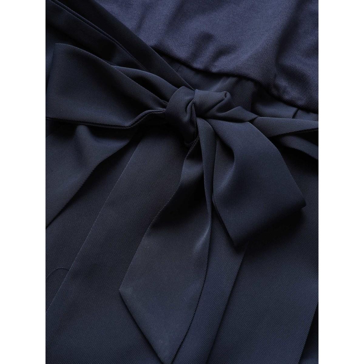 Plus Size DarkBlue Anti-Wrinkle Patchwork Pleated Detail Tank Jumpsuit Women Casual Sleeveless V-neck Everyday Loose Jumpsuits BloomChic 22-24/3X Product Image