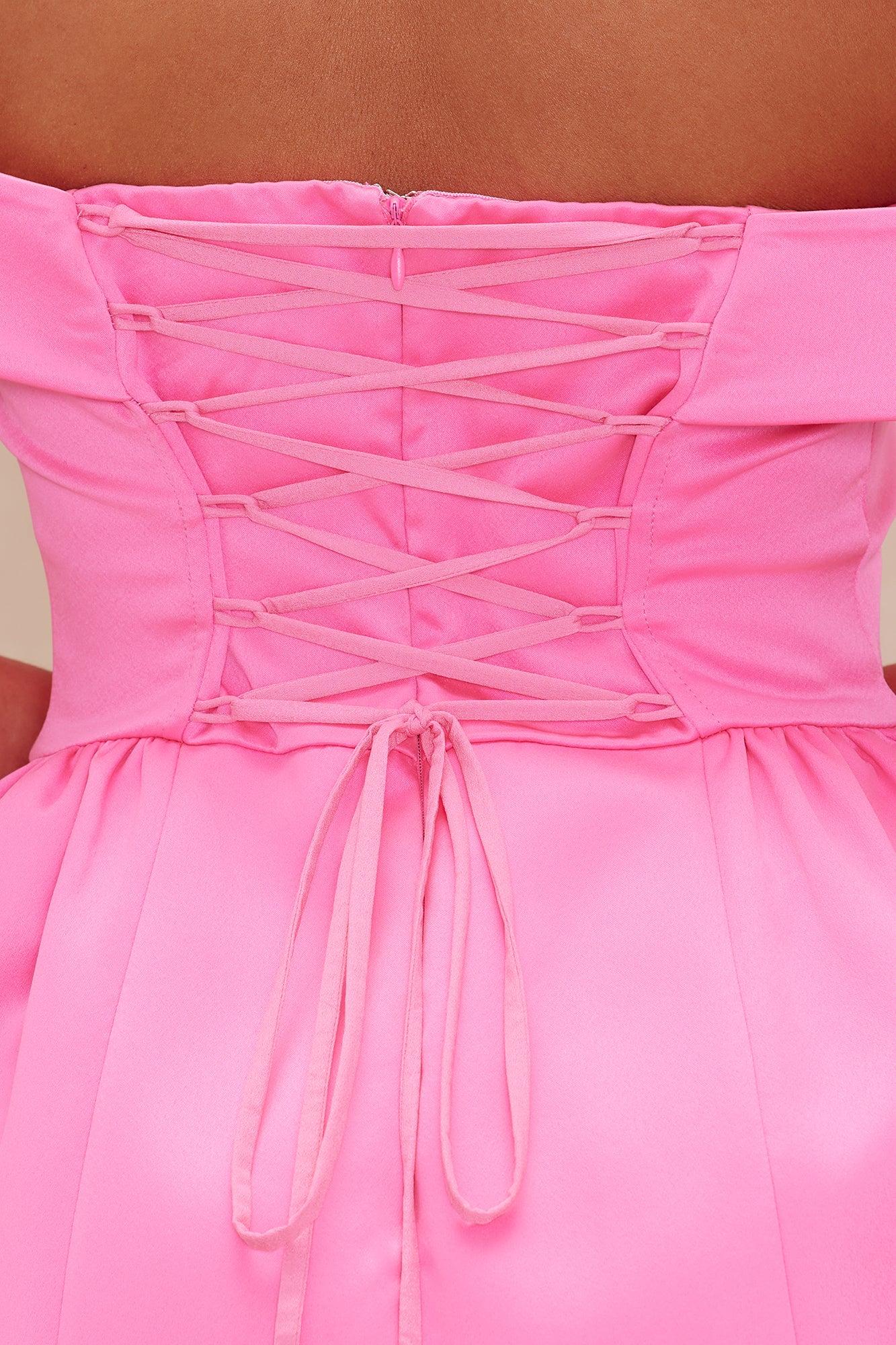 Ariana Satin Mini Dress - Pink Product Image