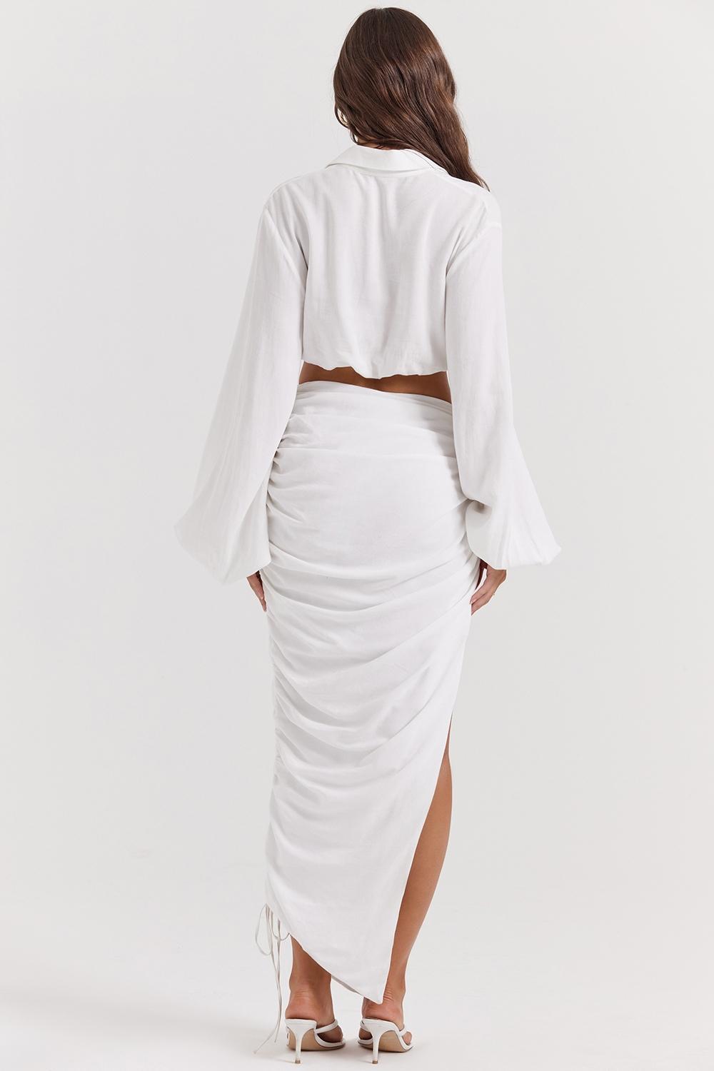 Loie  white gathered maxi skirt Product Image