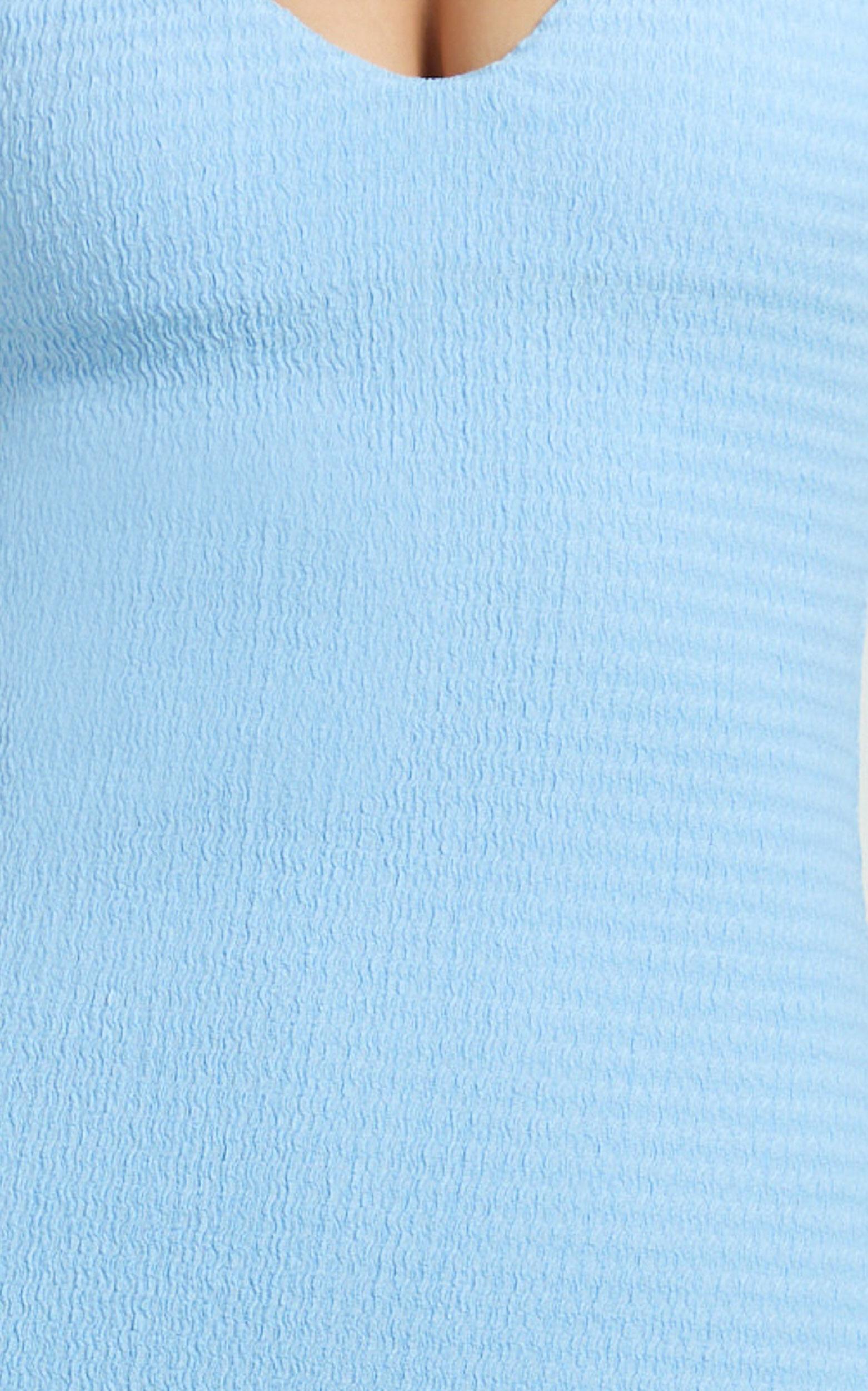 Gisele Maxi Dress - Twist Straps V Neck Fitted Column Dress in Blue Product Image