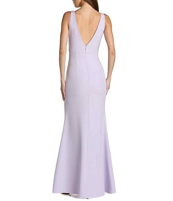 Mac Duggal Crepe Sleeveless Bow Front V-Neck Gown Product Image