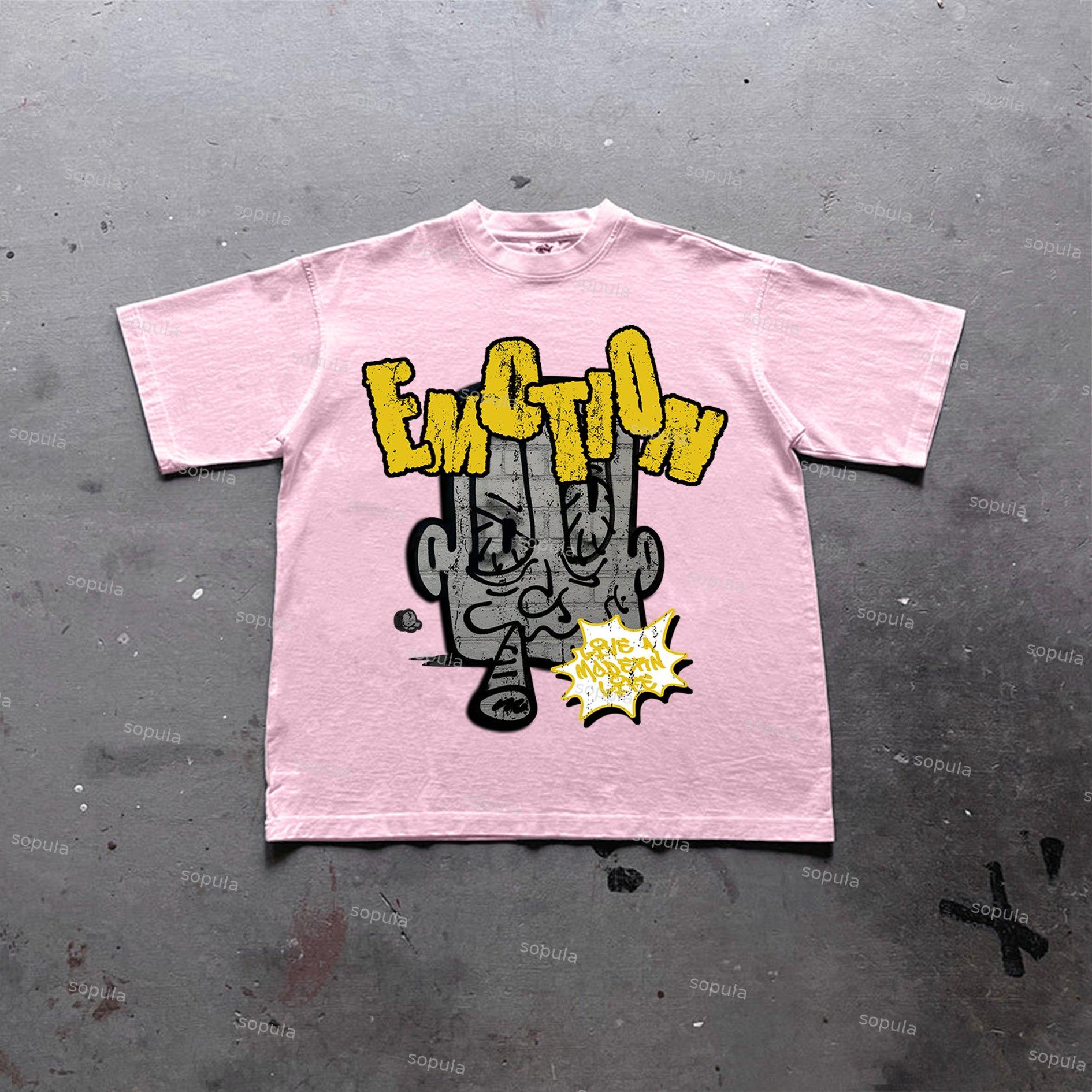 Sopula Cartoon Monster Graphic Print Cotton T-Shirt Product Image