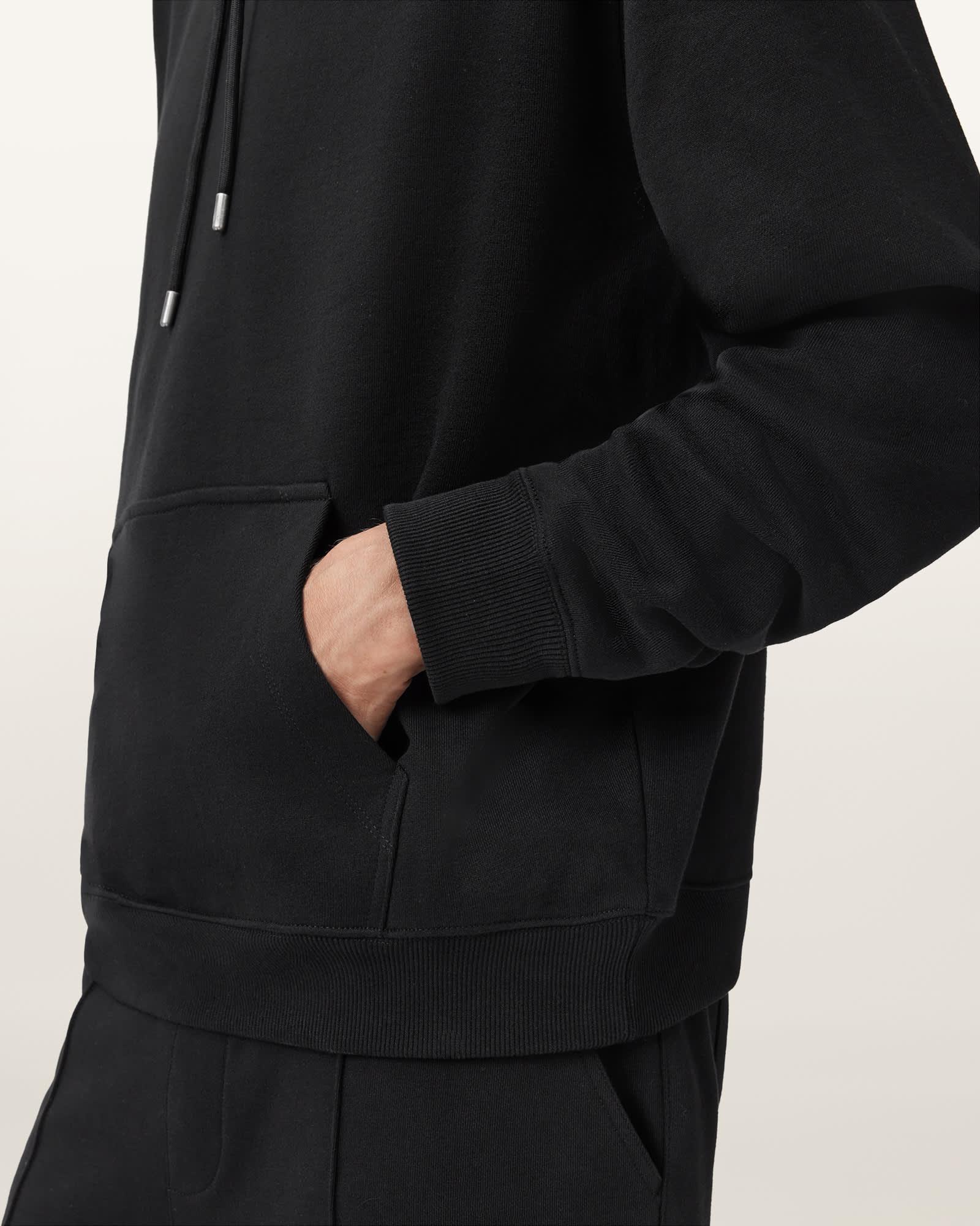 Milo Oversized Cotton Hoodie Jet Black | ALLSAINTS US Product Image