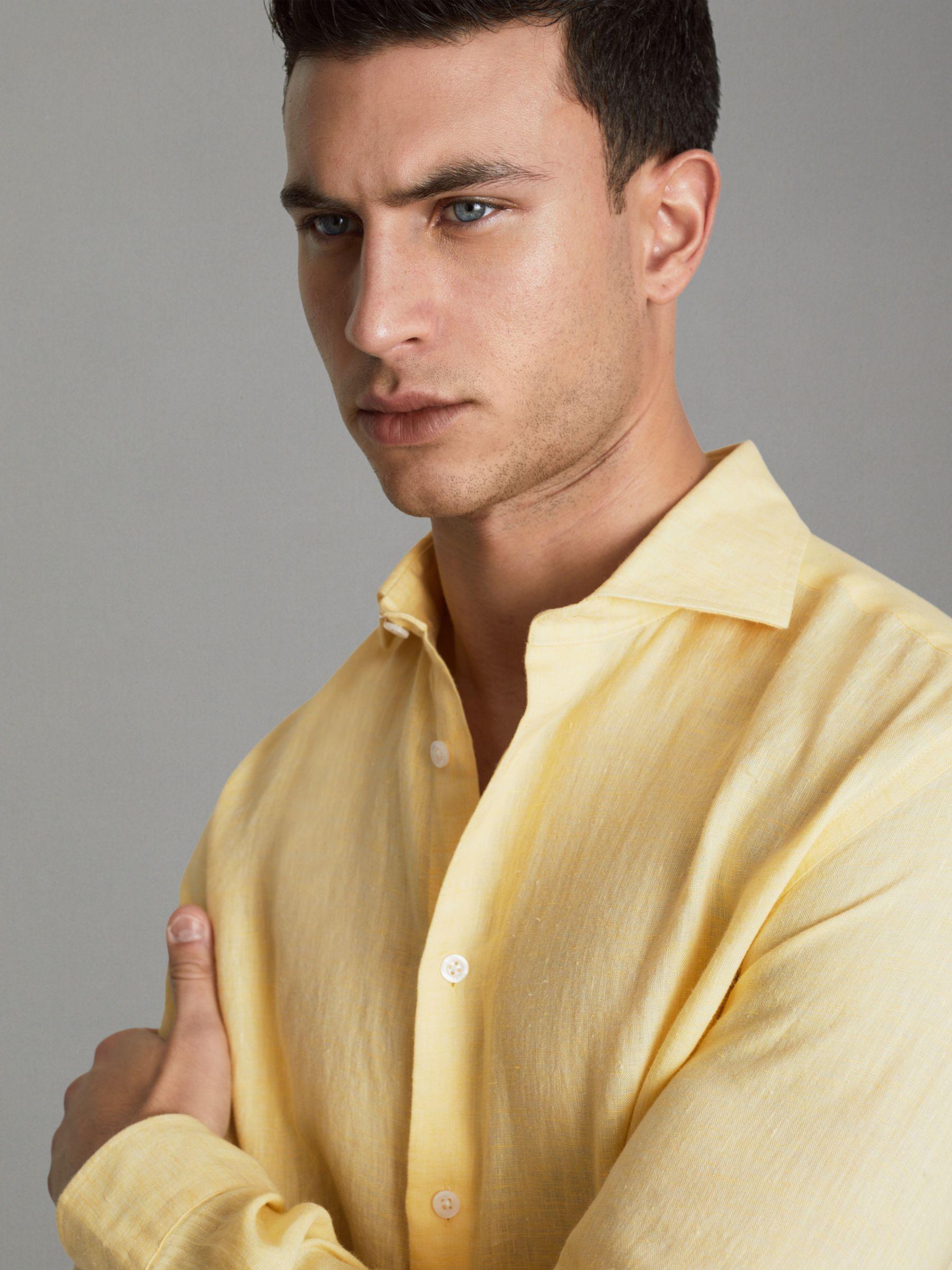 Linen Button-Through Shirt in Melon Product Image