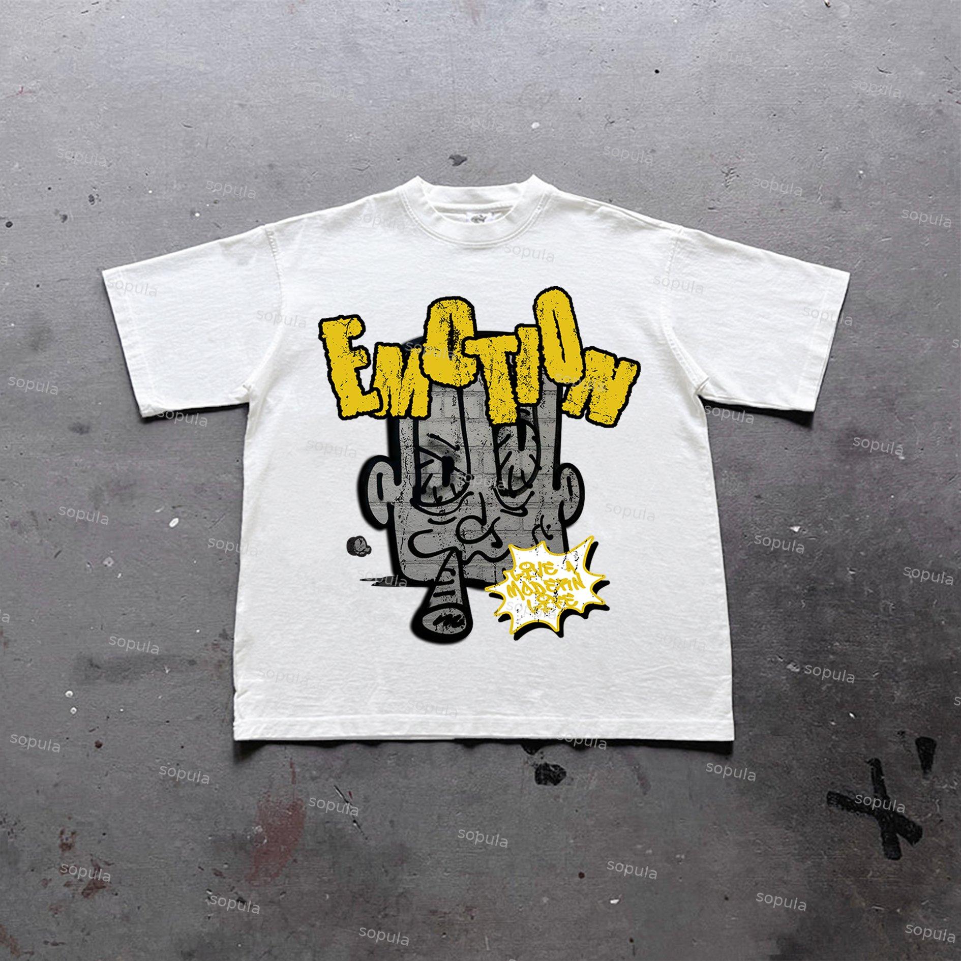 Sopula Cartoon Monster Graphic Print Cotton T-Shirt Product Image