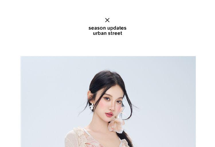 Spaghetti Strap Floral Print Swim Dress Product Image