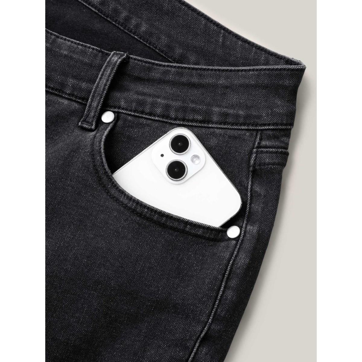 Plus Size Stretchy Classic Bootcut Mid-Rise Jeans Women Denimblack Medium stretch Slanted pocket Jeans BloomChic 18/2X Product Image