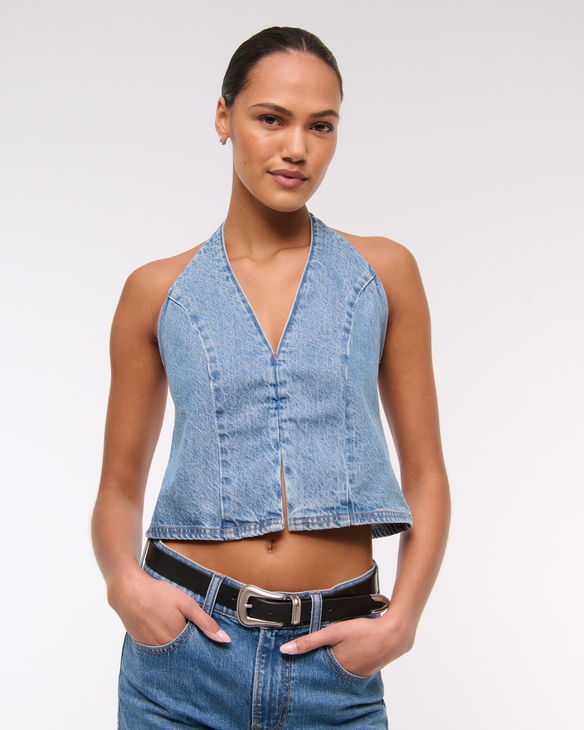 Denim Halter Vest Product Image