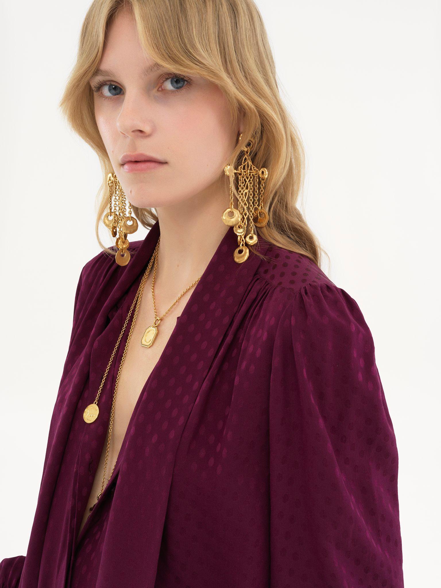 Lavallière blouse in silk jacquard Product Image