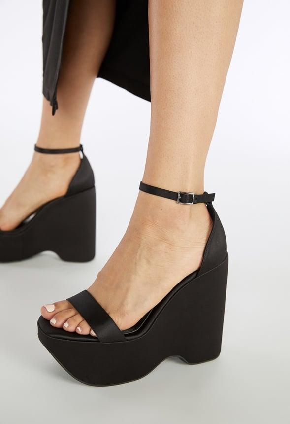 JustFab Margaux Platform Loafer Pump Womens Black/ White Size 8.5 Product Image